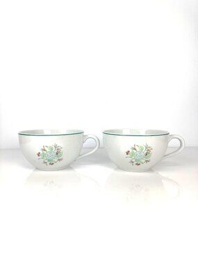 LIMOGES FRANCE Porcelain Cappucino Handled Cups Pair Set of 2